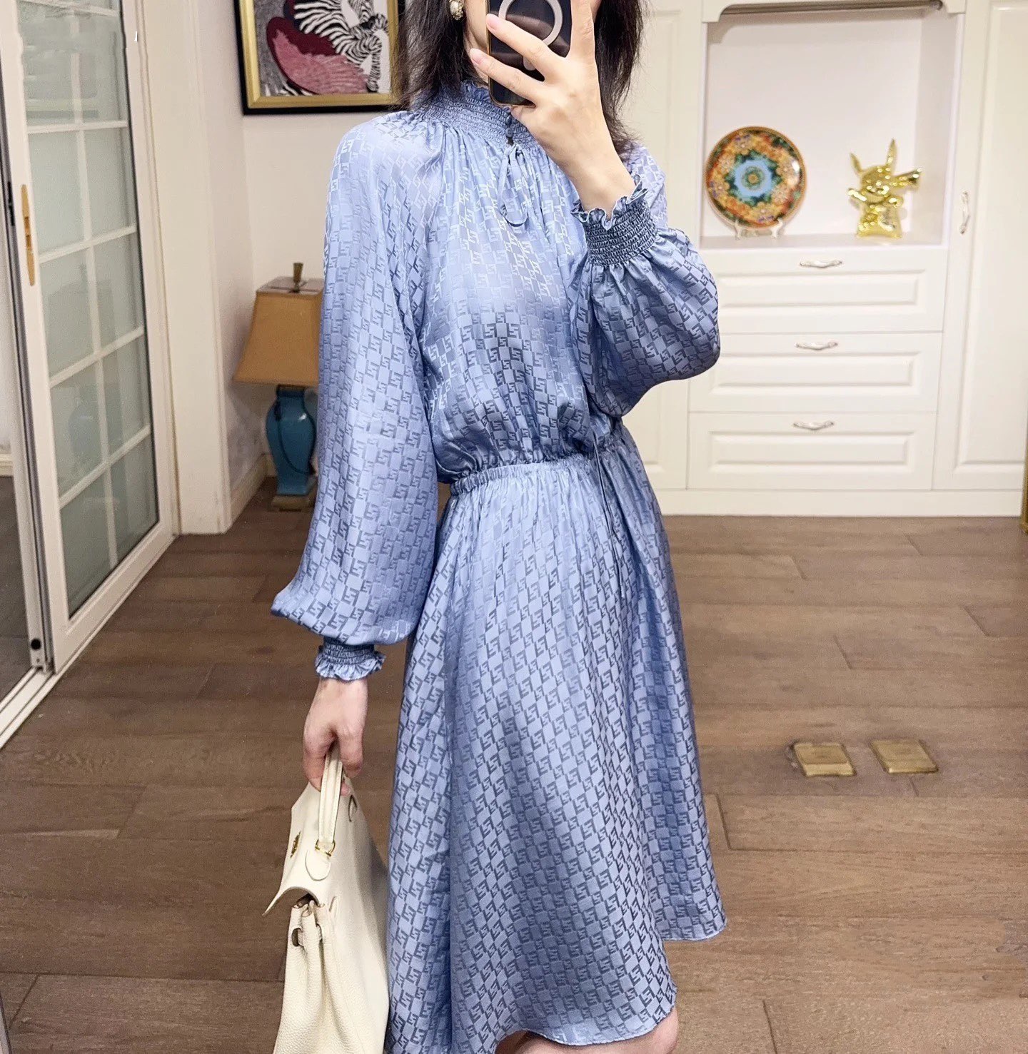 FD25 Silk Jacquard Dress - Elegant Slim Fit, Three Sizes Available 4 i1750240675 2562 8