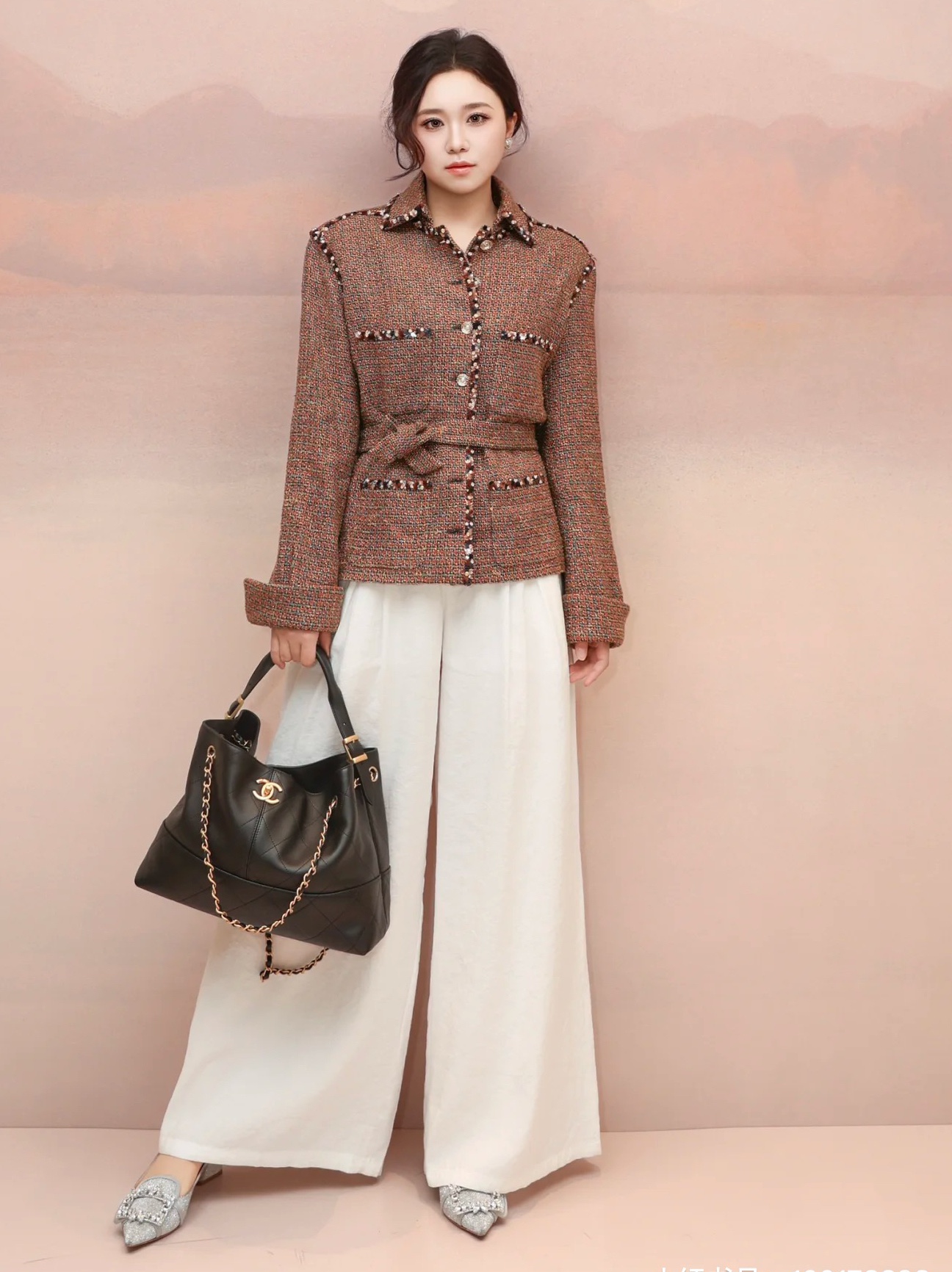 Elegant Coffee Brown Tweed Jacket with Beaded Trim - Chanel Style 4 i1754129720 3373 2