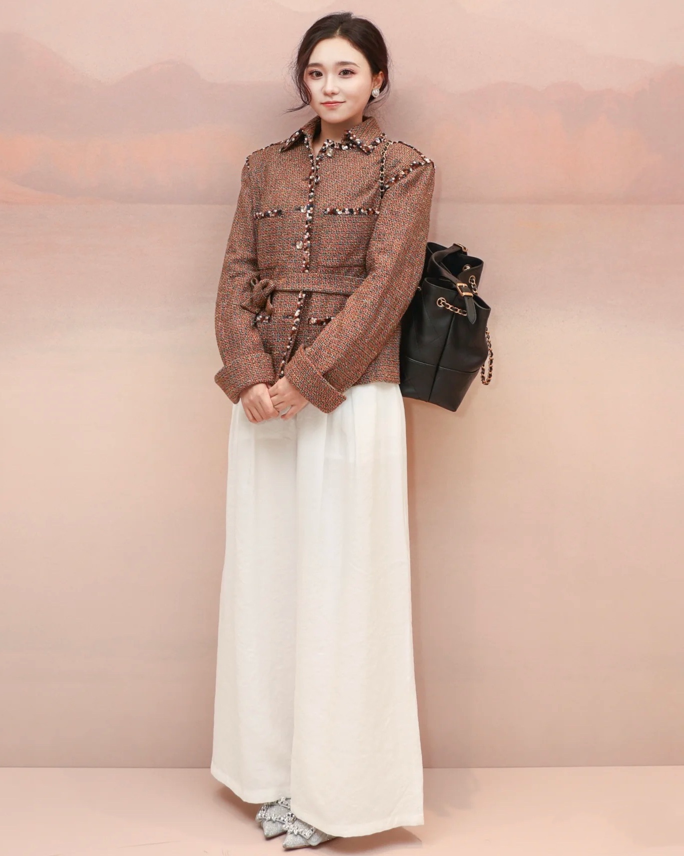 Elegant Coffee Brown Tweed Jacket with Beaded Trim - Chanel Style 5 i1754129720 6914 7