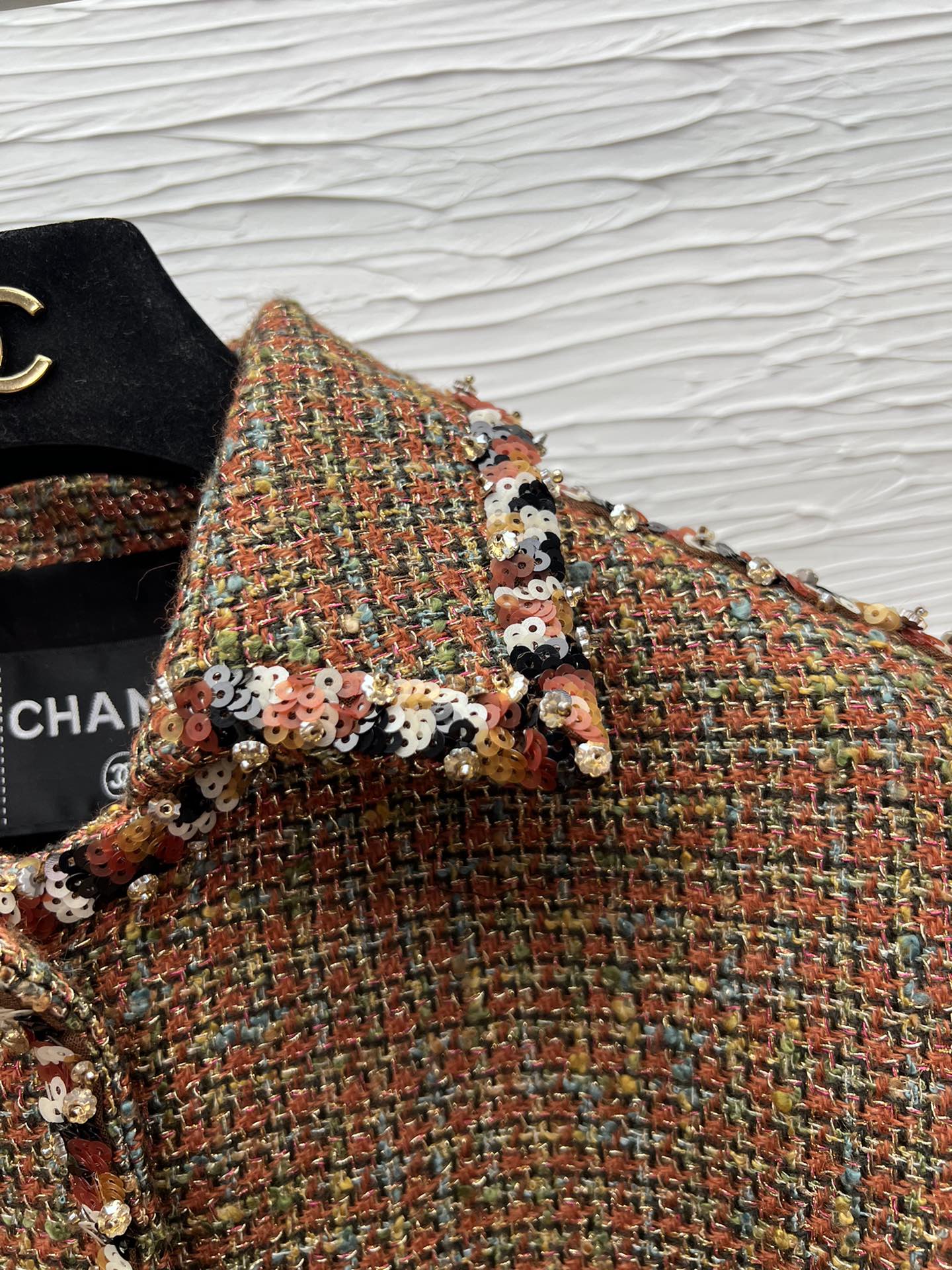 Elegant Coffee Brown Tweed Jacket with Beaded Trim - Chanel Style 10 i1754129720 9468 0
