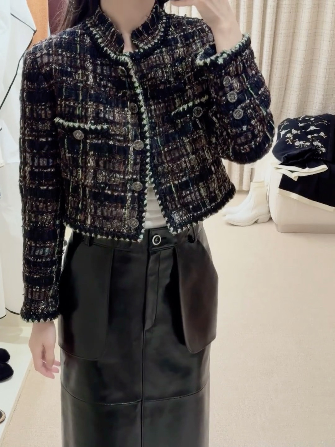 Chanel Inspired Tweed Jacket - Elegant Stand Collar, Silk Lined, Limited Edition 5 i1754895827 4461 0
