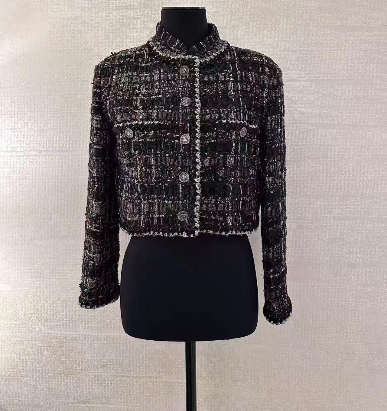 Chanel Inspired Tweed Jacket - Elegant Stand Collar, Silk Lined, Limited Edition 4 i1754895827 8455 1