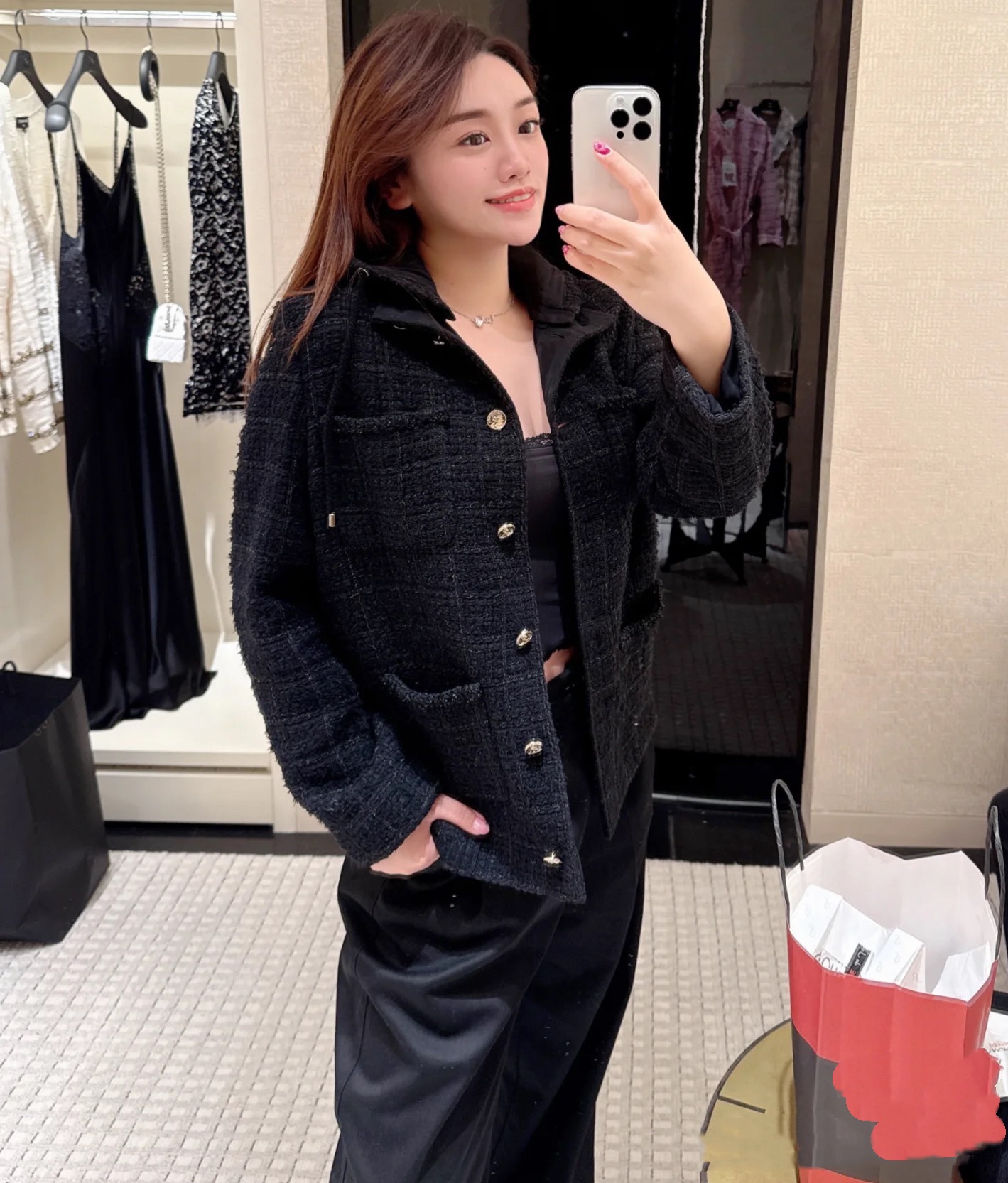 Chanel Inspired Tweed Coat with Detachable Hood - High Quality Replica 4 i1755590009 7149 4