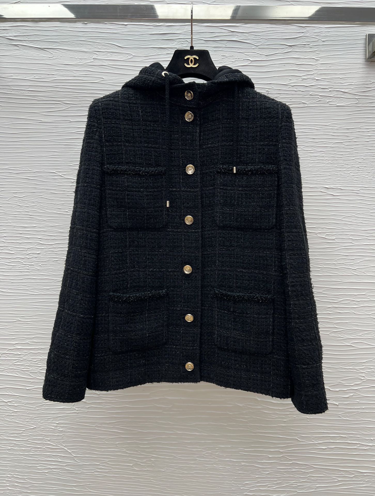 Chanel Inspired Tweed Coat with Detachable Hood - High Quality Replica 6 i1755590009 871 2