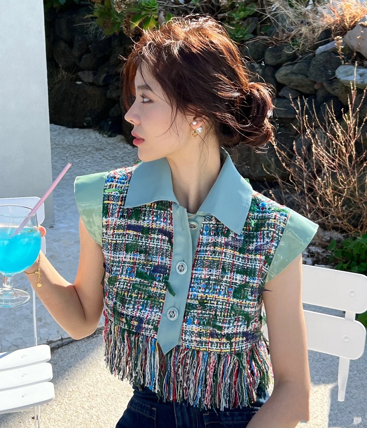 Crochet Fringe Vest with Collar, Colorful Woven Sleeveless Top for Women 2 i1755601818 5850 0