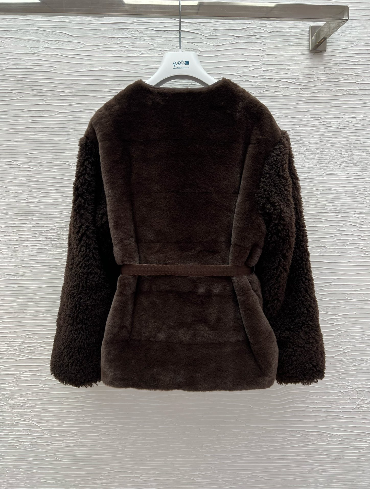 MO25 Women's Down Jacket - Maderia Color, Lamb Wool Sleeves, Belted, S/M/L 6 i1755963479 7840 1