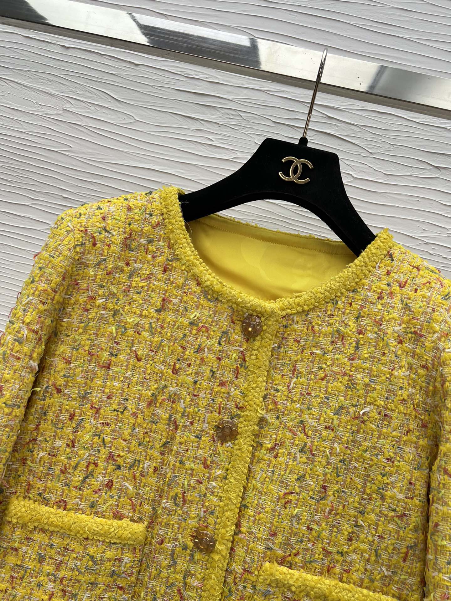 Elegant Lemon Yellow Tweed Jacket, Autumn Style - Available in S, M, L 4 i1757668005 4488 0