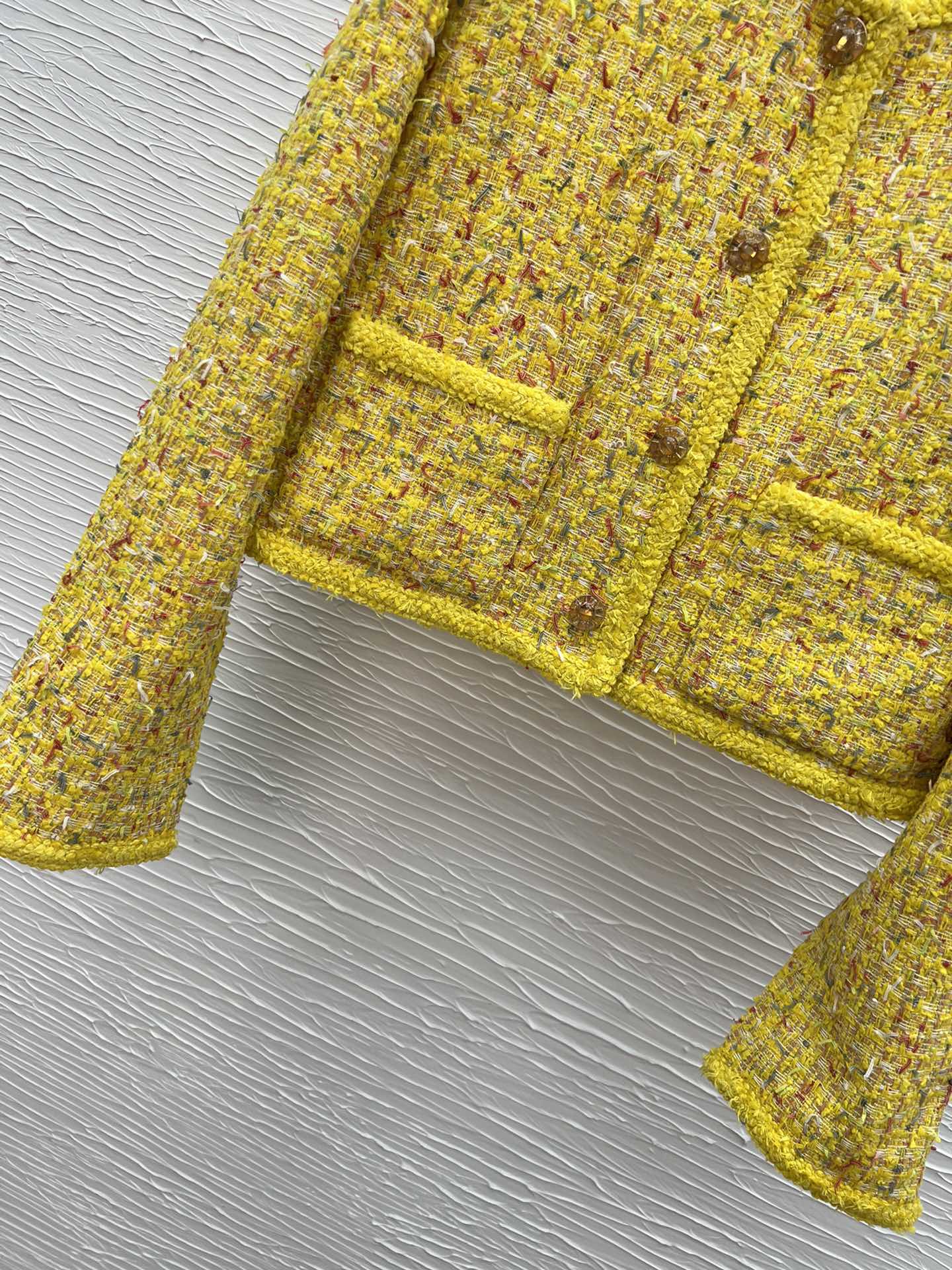 Elegant Lemon Yellow Tweed Jacket, Autumn Style - Available in S, M, L 5 i1757668006 3545 1
