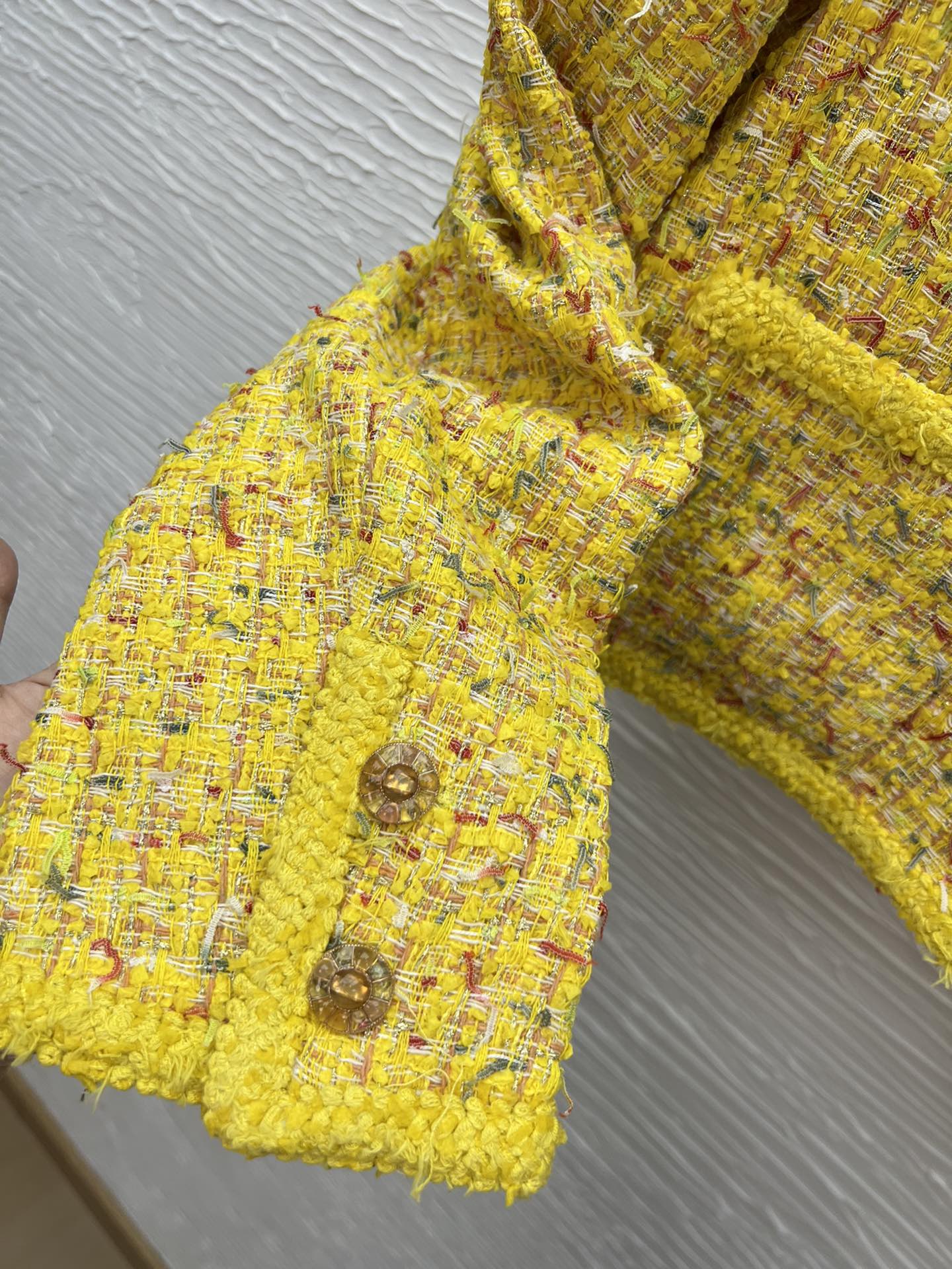 Elegant Lemon Yellow Tweed Jacket, Autumn Style - Available in S, M, L 7 i1757668006 9431 8