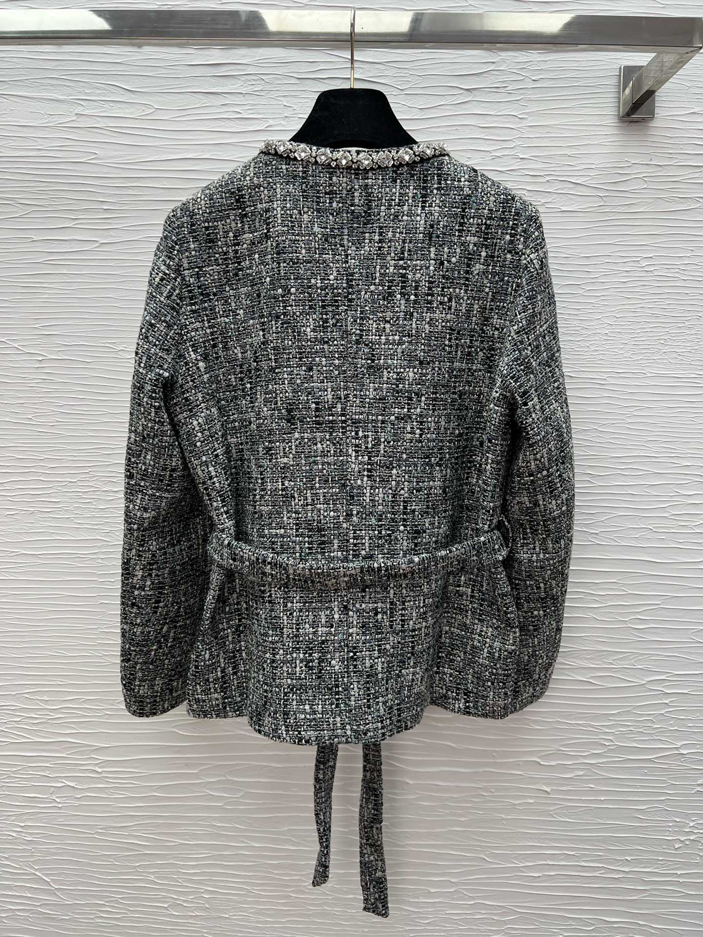 Handmade Beaded Wool Blend Belted Coat - Elegant Winter Style 3 i1757668263 6912 2