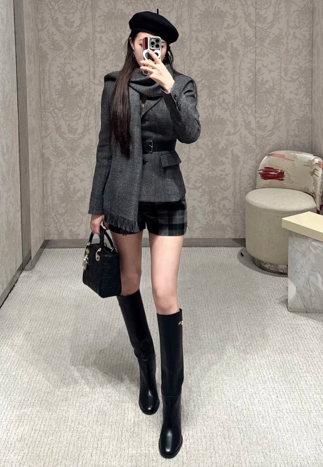 Dior Wool & Silk-Lined Cape Blazer with Detachable Scarf - Elegant & Versatile 3 i1758525880 1672 6