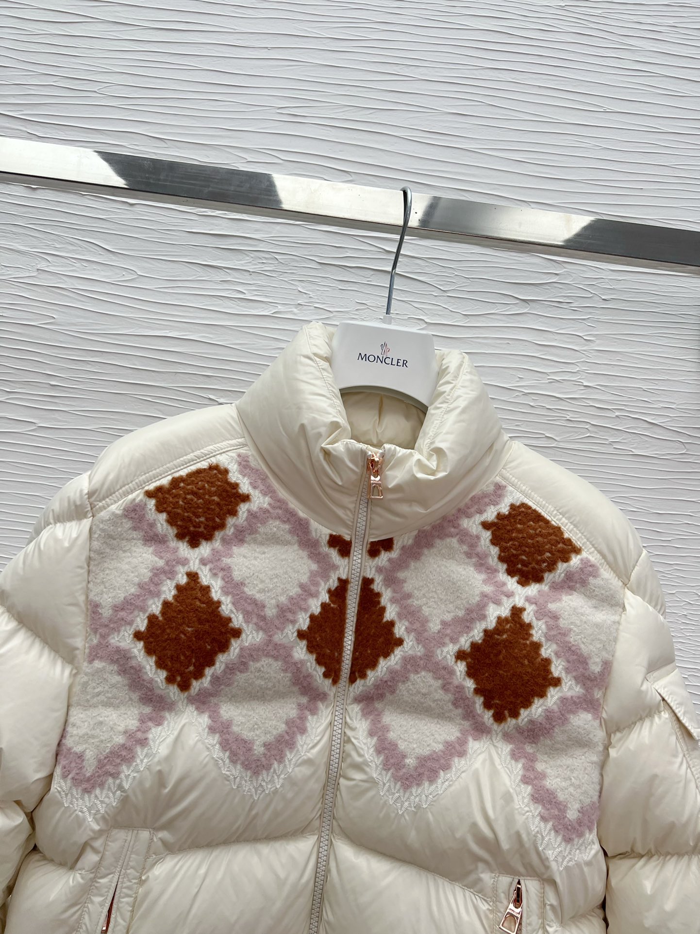 Moncler Megara Knit Embroidery Down Padded Jacket - Cream White 10 i1758963182 6985 4