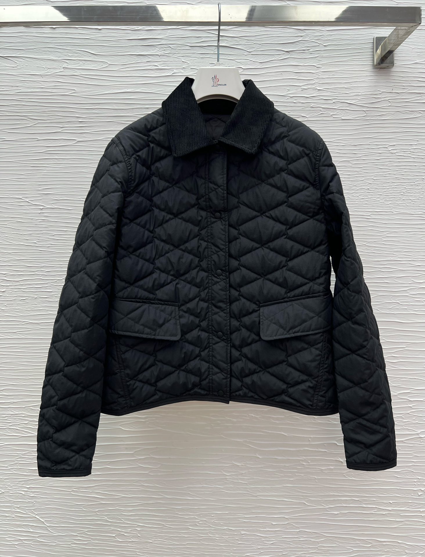 Corduroy Collar Puffer Jacket - Diamond Quilted Design, Embroidered Logo 4 i1758963458 1299 1