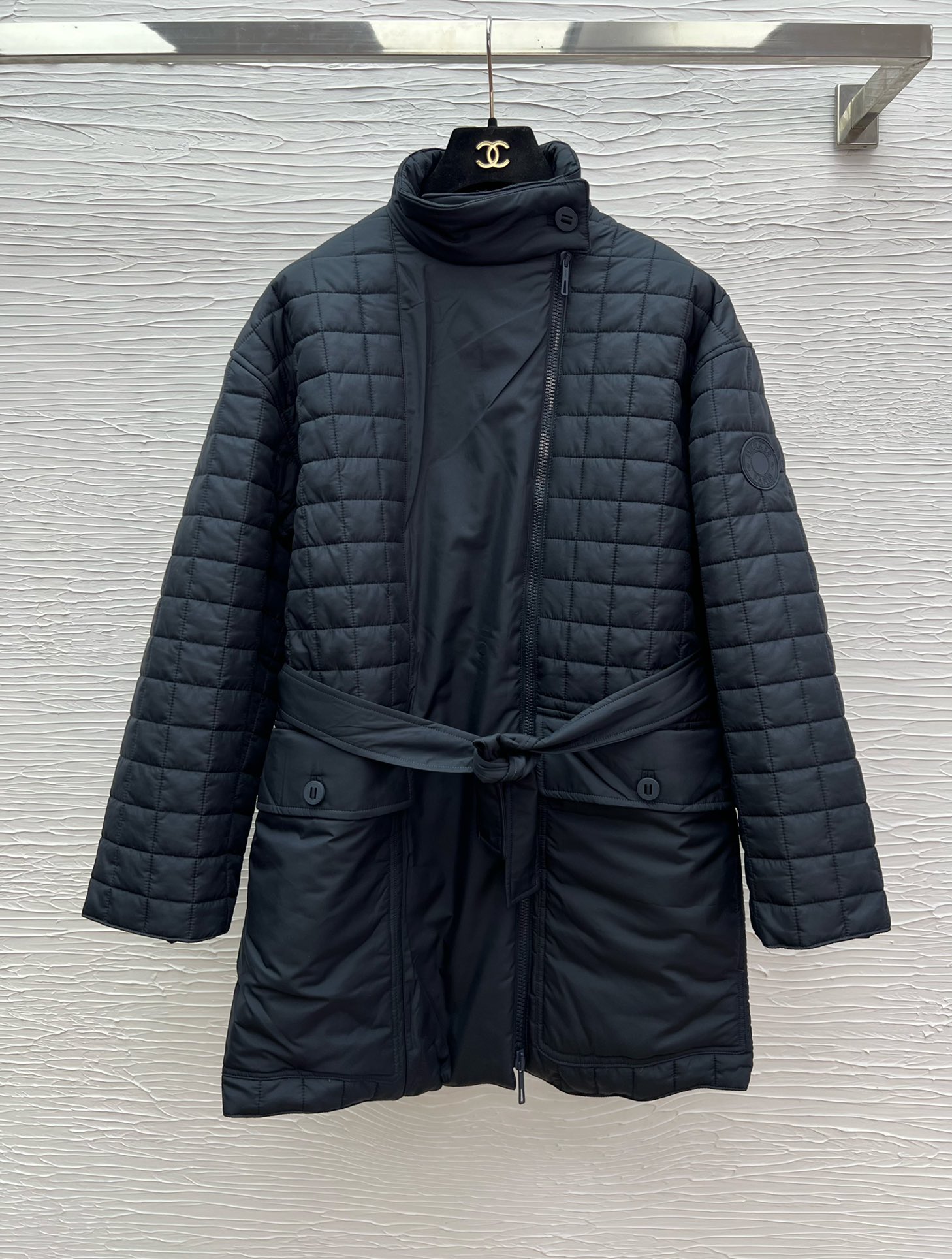 Hermes Quilted Cotton Padded Jacket Stand Collar Diamond Grid Coat 4 i1758964289 4733 0