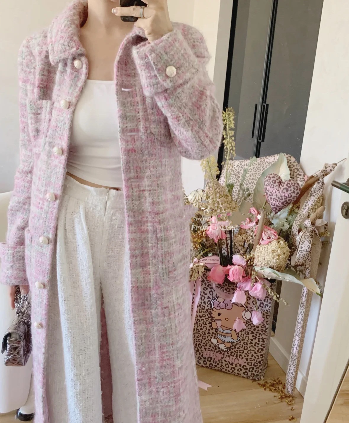 CC25 Women's Pink Wool Coat - Longline, Handmade, Designer Inspired 6 i1759832312 7149 5