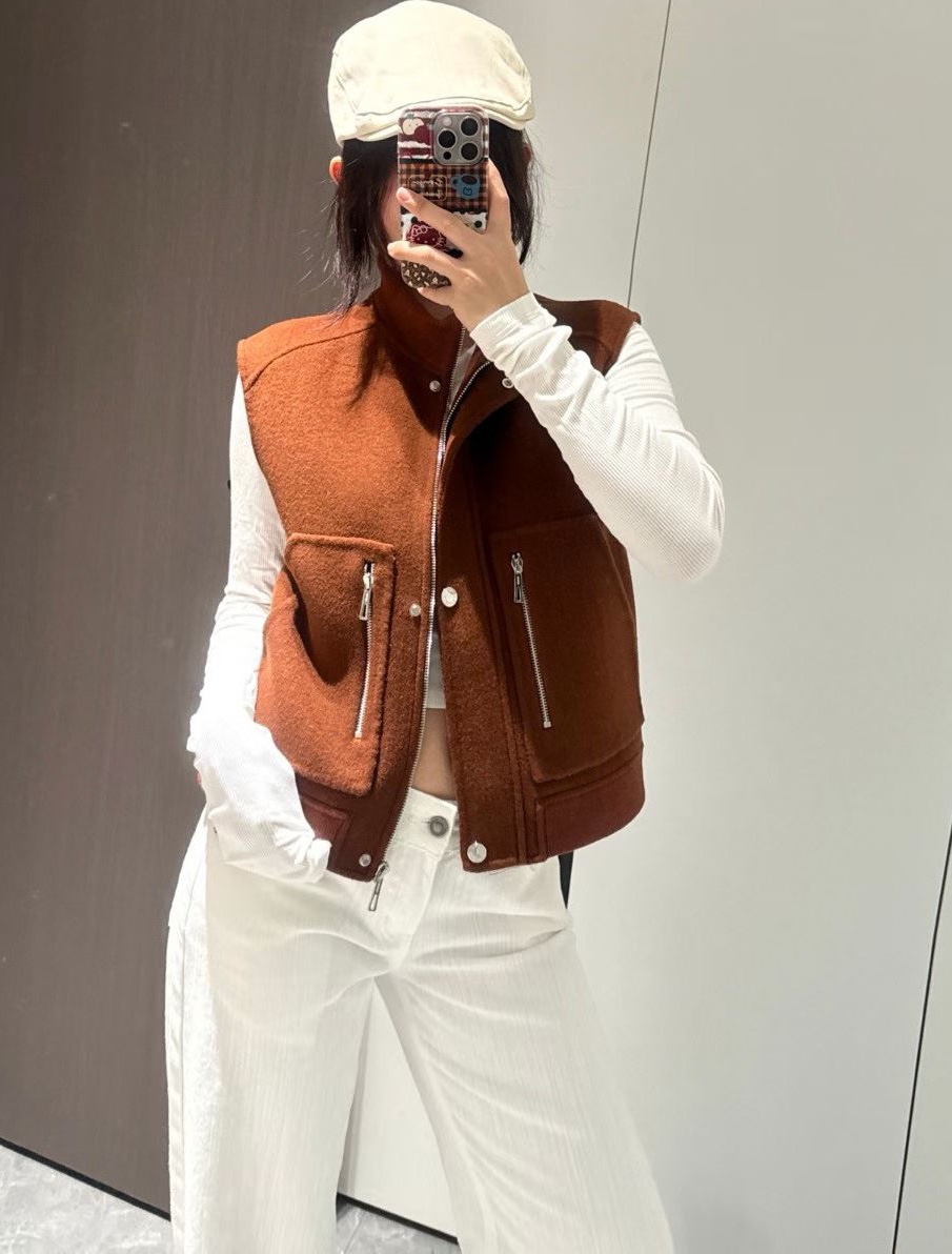 Wool Blend Vest - Handmade Double-Faced Woolen Vest - Stand Collar Design 4 i1760167467 1163 0