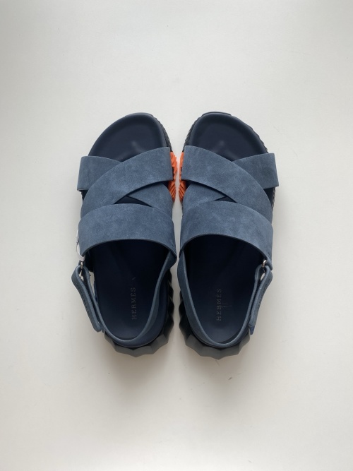 Hermès Men's Nappa Leather Functional Sandals with Geometric Rubber Sole 1 Hermès Men's Nappa Leather Functional Sandals with Geometric Rubber Sole