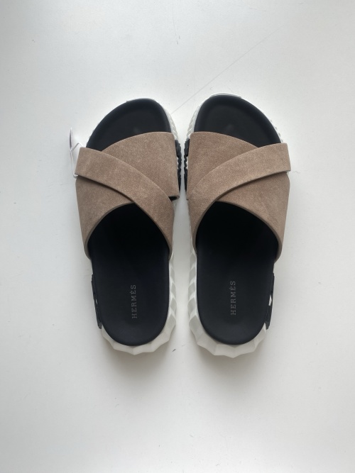 Hermès Men's Nappa Leather Sandals - Geometric Design, Lightweight Sole 1 Hermès Men's Nappa Leather Sandals - Geometric Design, Lightweight Sole