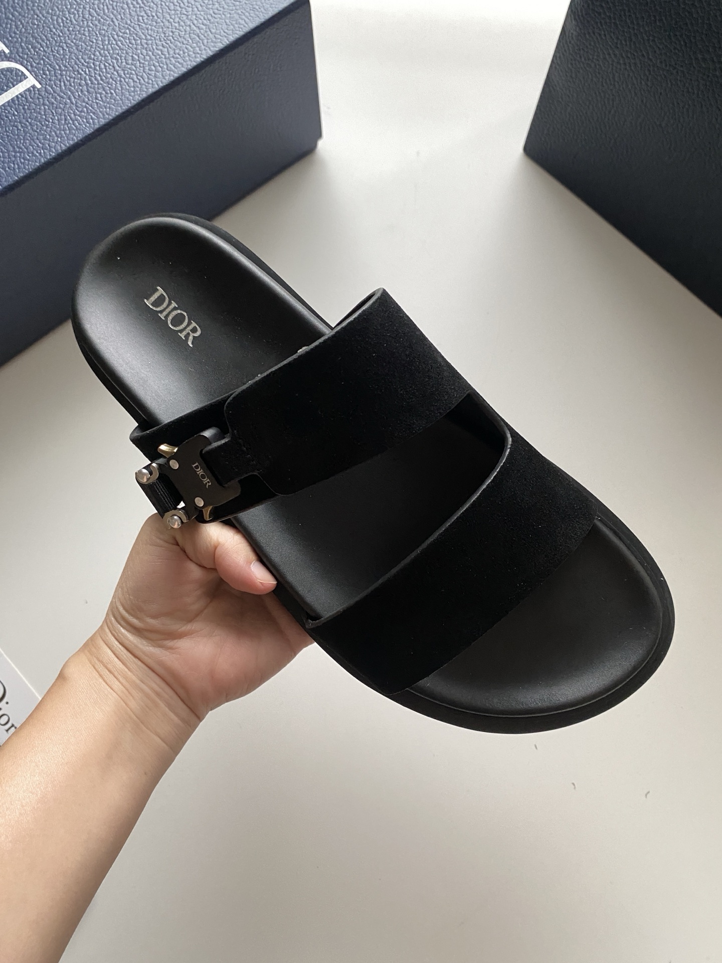 Dior Aqua Sandal in Black Suede with Signature Buckle | Men's Designer Slides 7 i1749134109082 8691 0 5