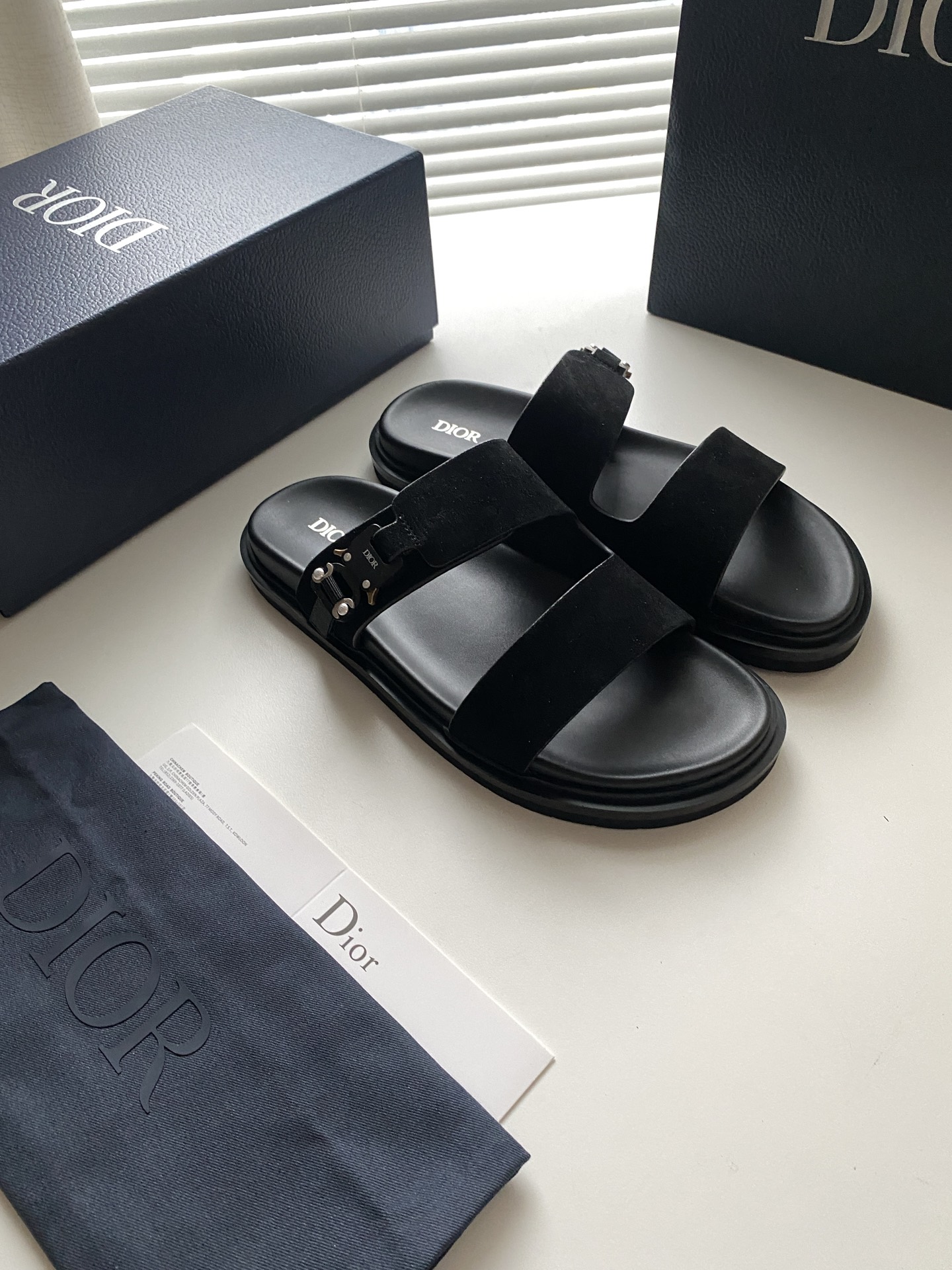 Dior Aqua Sandal in Black Suede with Signature Buckle | Men's Designer Slides 3 i1749134109197 343 0 1