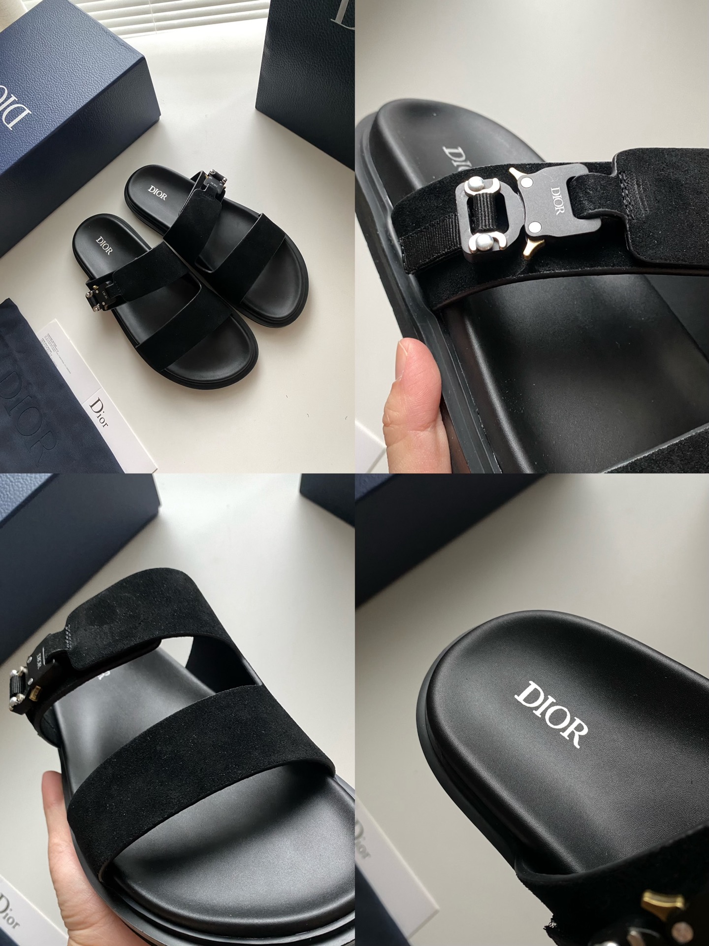 Dior Aqua Sandal in Black Suede with Signature Buckle | Men's Designer Slides 8 i1749134110839 7101 0 6
