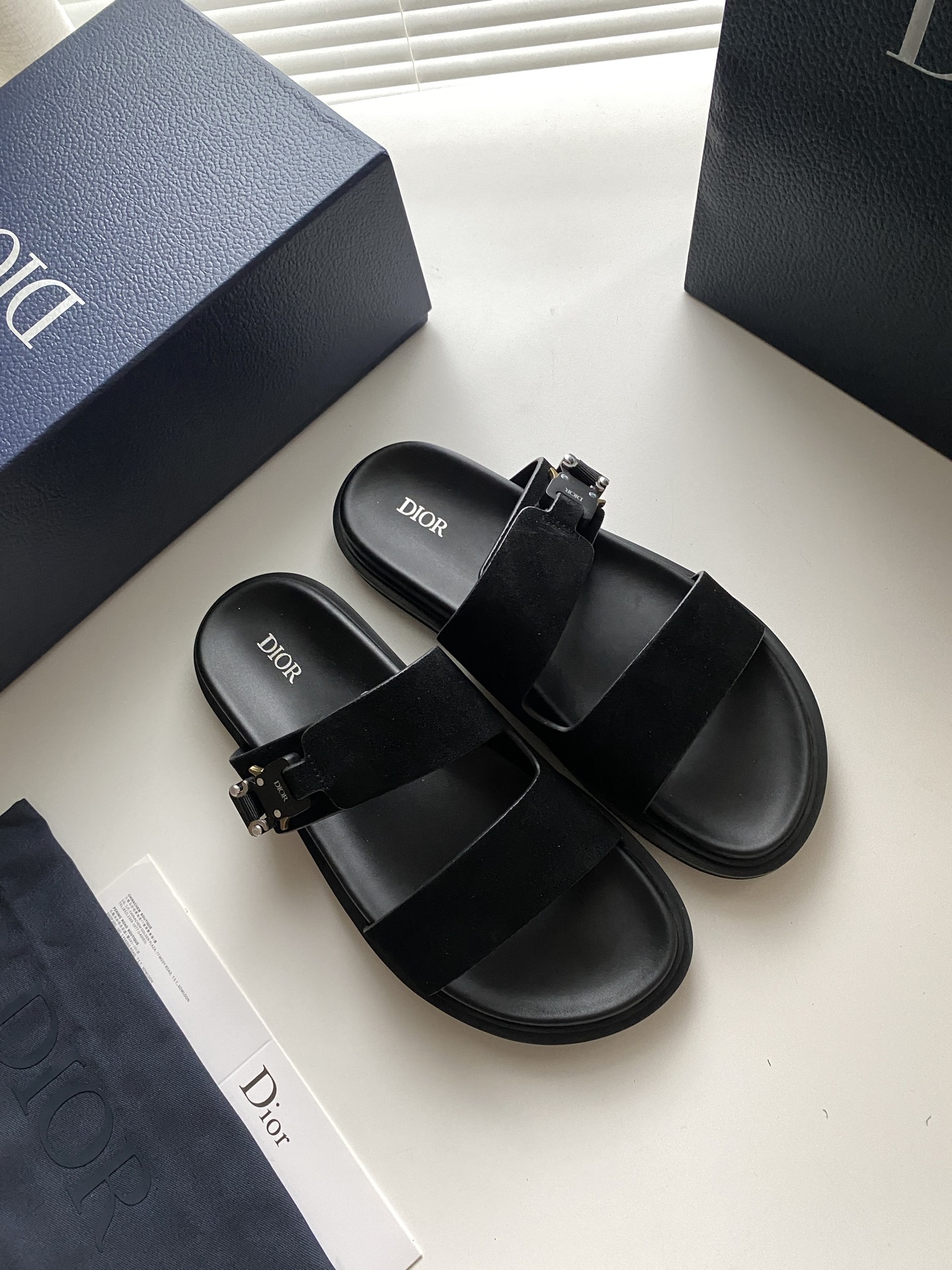 Dior Aqua Sandal in Black Suede with Signature Buckle | Men's Designer Slides 9 i1749134120642 7059 0 8