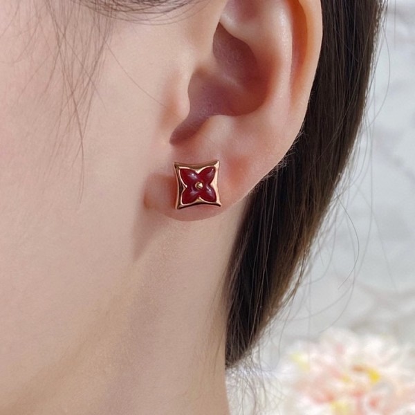 Louis Vuitton Jewelry Earring Red Rose Gold