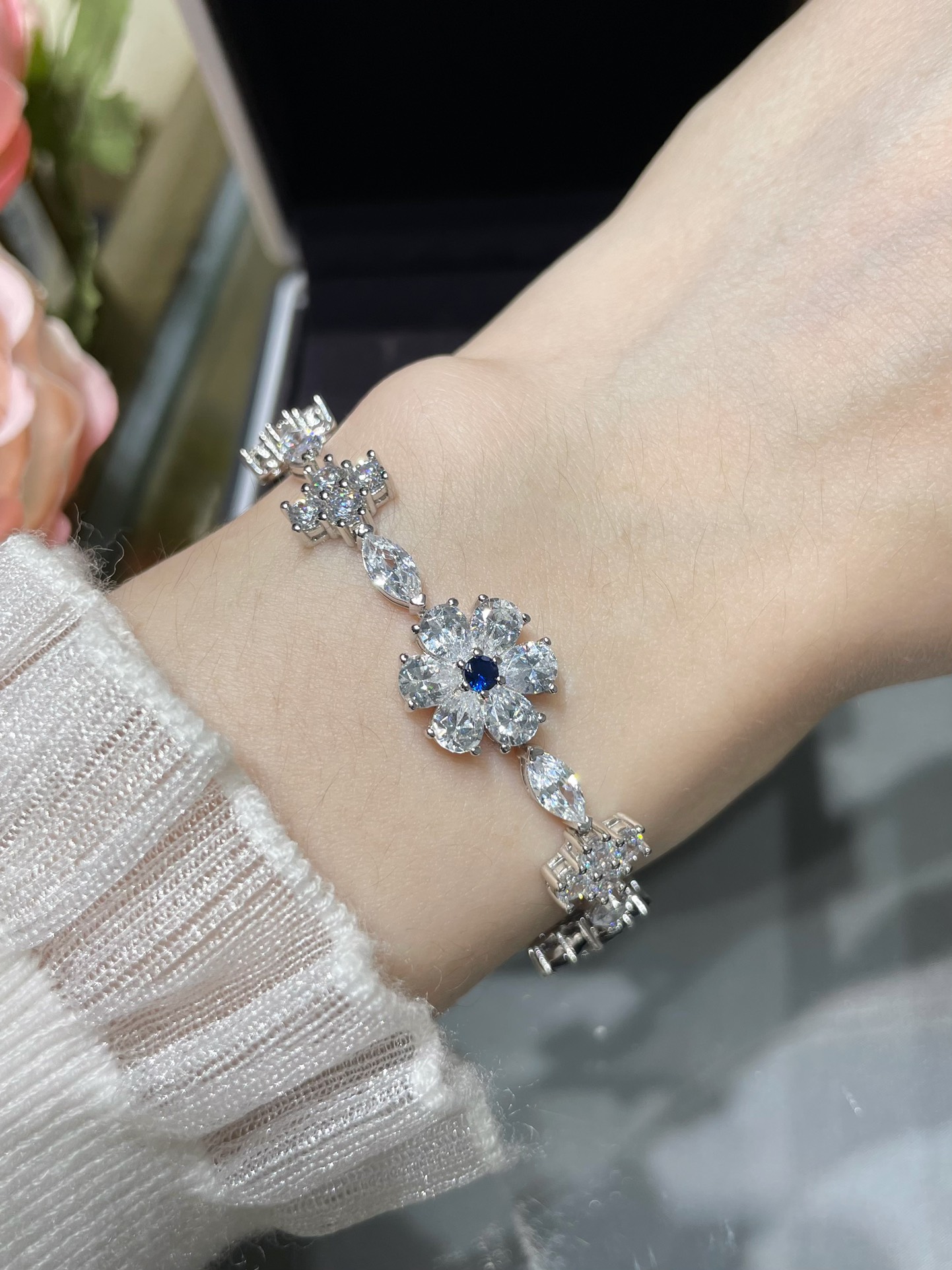 Jewelry Bracelet Cheap High Quality Replica
 Blue Set With Diamonds 925 Silver
