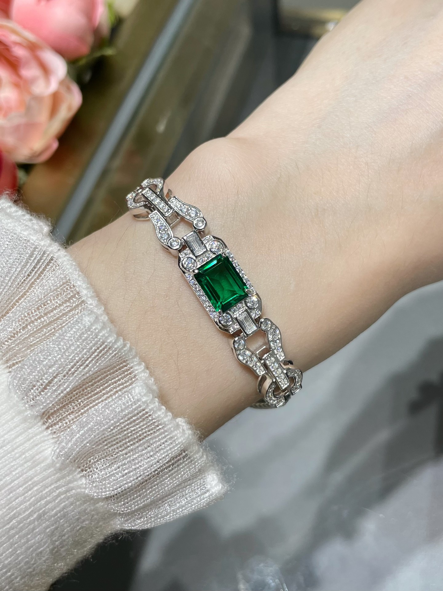 Jewelry Bracelet Green 925 Silver