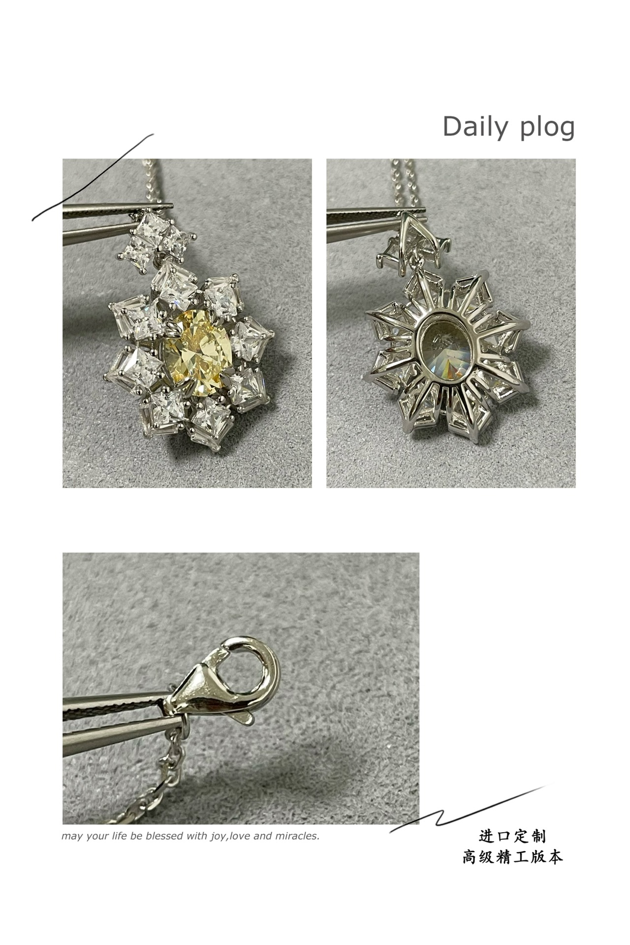 彩宝:进口定制9️⃣2️⃣5️⃣ 人工异形黄钻项链,925纯银电镀18k高碳钻 💍经典从未被超越,独一无二的夺目光彩,和真钻难辨,超级🔥 彩 7