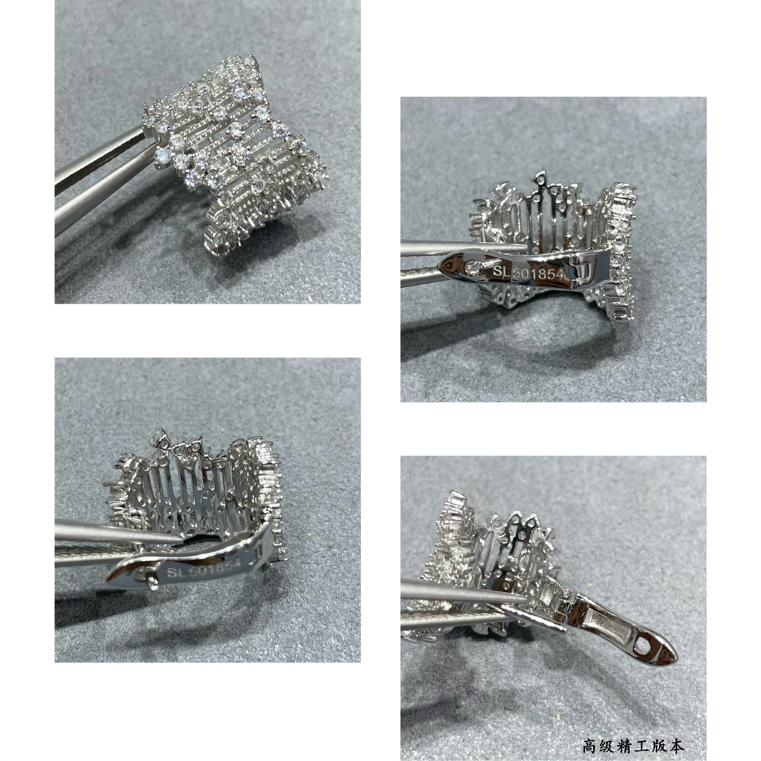进口高碳钻V金材质高级琴弦耳环全手工手镶高碳钻进口定制风靡欧洲太空纳米技术进口放真钻完美替代品闪耀星光奢