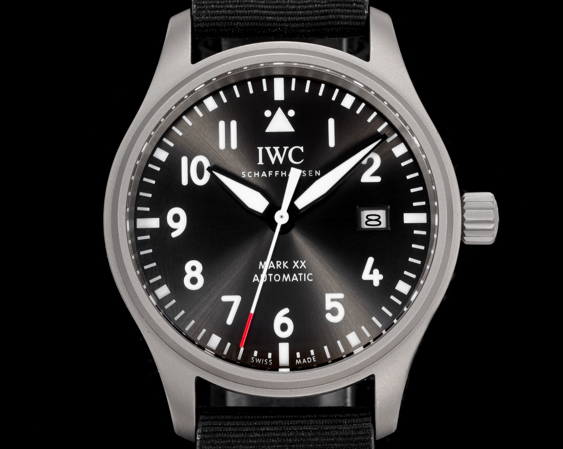 IWC Pilot's Watch Mark XX stainless steel case, black dial, black strap 40mm Men's Automatic