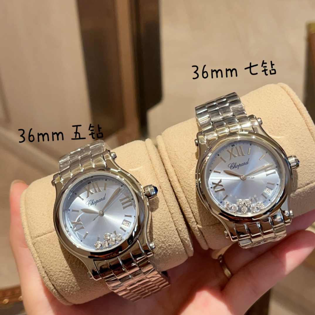 天空蓝快乐钻HAPPYDIAMONDS三个表盘直径30mm33mm36mm33mm36mm有5钻7钻作为