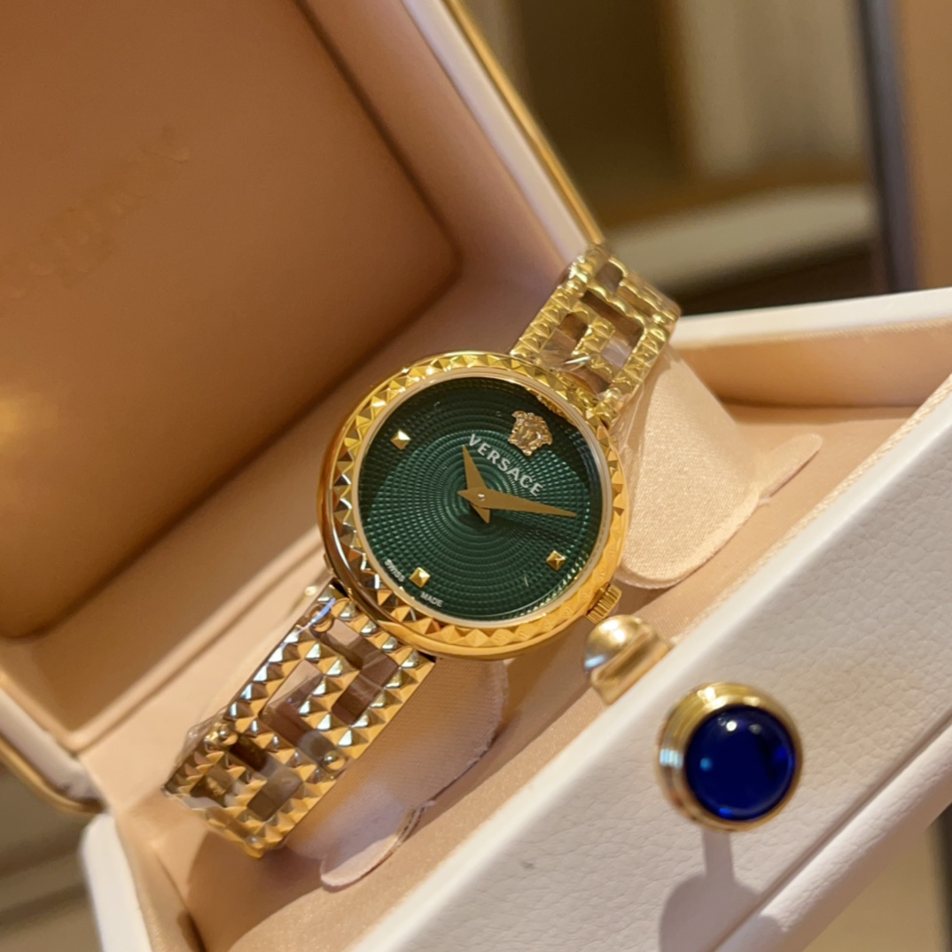 “VERSACE GRECA GODDESS Series Watch: White Shell, Gold, Unique Design” - 图片 2