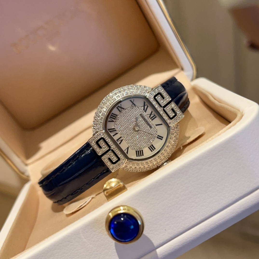 Cartier Tortue Orologio da Polso Blu Incisione Pelle di vitello bovina