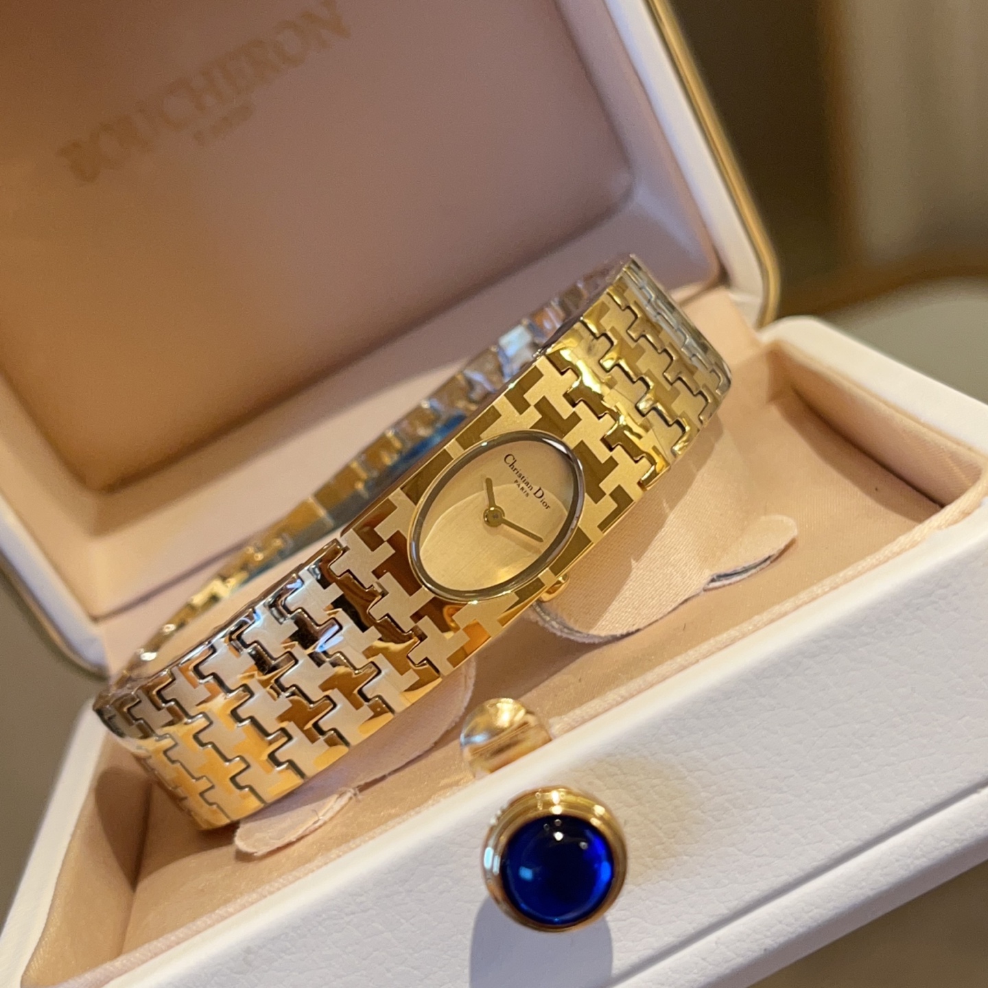 Christian Dior Vintage Houndstooth Stainless Steel Women's Watch 3 i1747031527271 8748 0 1