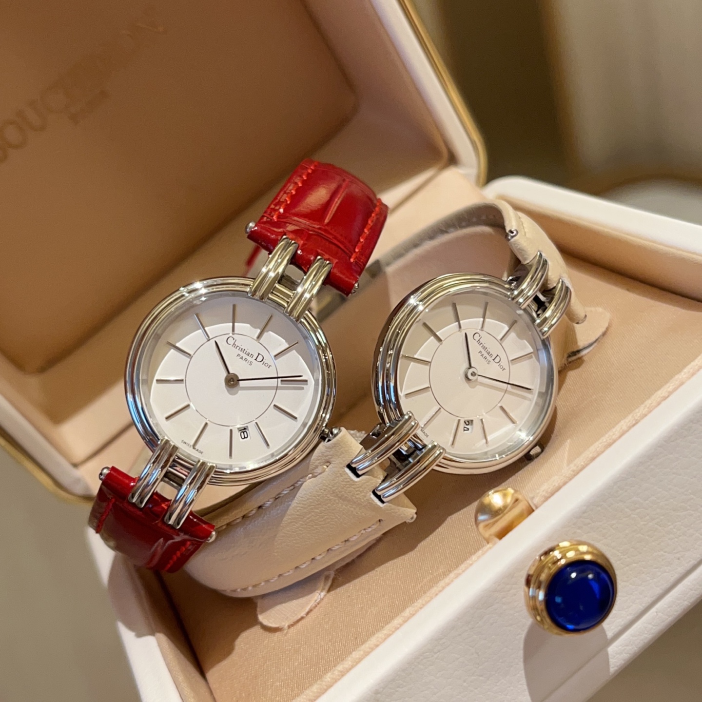 Dior Women's Watch with Blue Leather Strap and White Dial, Quartz Movement 7 i1748402108489 3392 0 5
