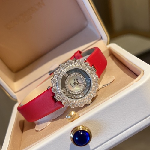 Chopard Happy Diamonds 30mm Red Strap Women's Watch with Diamond Bezel 1 Chopard Happy Diamonds 30mm Red Strap Women's Watch with Diamond Bezel