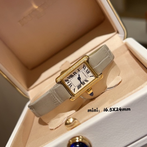 Cartier Tank Mini Quartz Watch - Gold Case, Leather Strap, and Diamond Accents 9 Cartier Tank Mini Quartz Watch - Gold Case, Leather Strap, and Diamond Accents