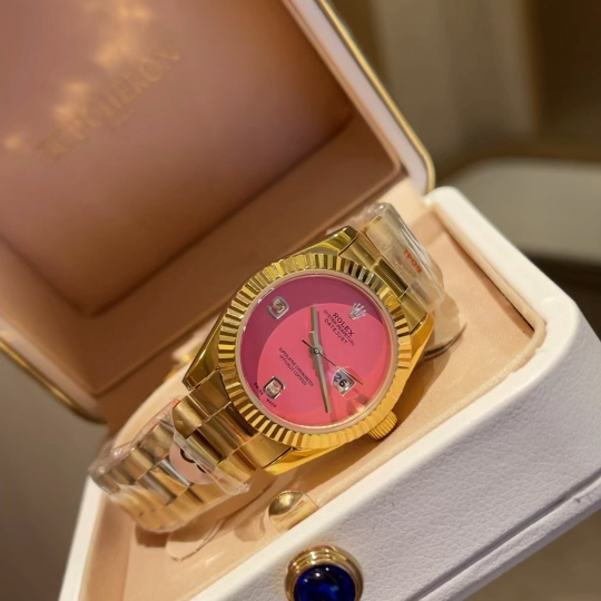 Rolex Datejust Gold with Pink Dial Diamond Markers Watch