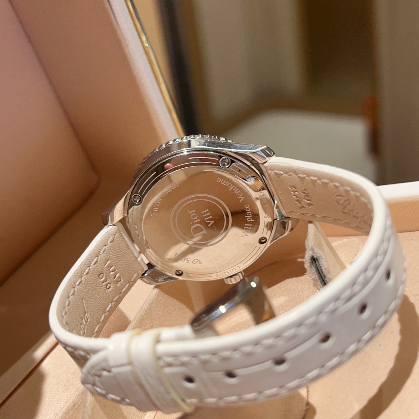 Dior VIII Montaigne Burgundy Ladies Watch, 33mm, Diamond Bezel, Blue Strap 11 i1755015254637 4642 0 9