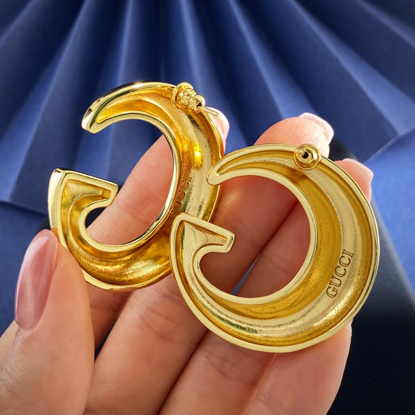 GQ92 古驰GUCCI古奇走秀时尚欧美风金属光面G字母耳钉 黄铜材质 金色银色 重约32.5g 尺寸约