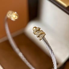 DY80 (叠搭神器)David Yurman大卫雅曼经典缆绳系列两粒金色带钻金属缠绕X绳结装饰头 DY80 (叠搭神器)David Yurman大卫雅曼经典缆绳系列两粒金色带钻金属缠绕X绳结装饰头