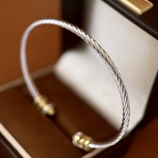 DY80 (叠搭神器)David Yurman大卫雅曼经典缆绳系列两粒金色带钻金属缠绕X绳结装饰头 DY80 (叠搭神器)David Yurman大卫雅曼经典缆绳系列两粒金色带钻金属缠绕X绳结装饰头
