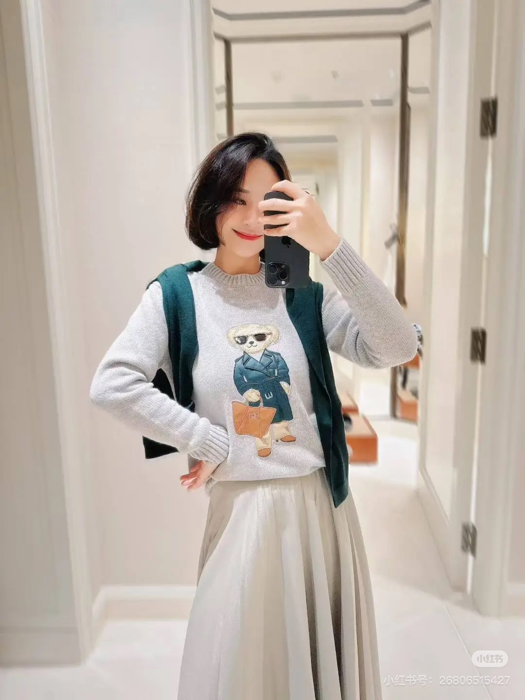 Luxury Grey Cashmere Sweater with Embroidered Bear - Soft & Warm, Sizes 36-40 10 i1761025707290 4028 0 8