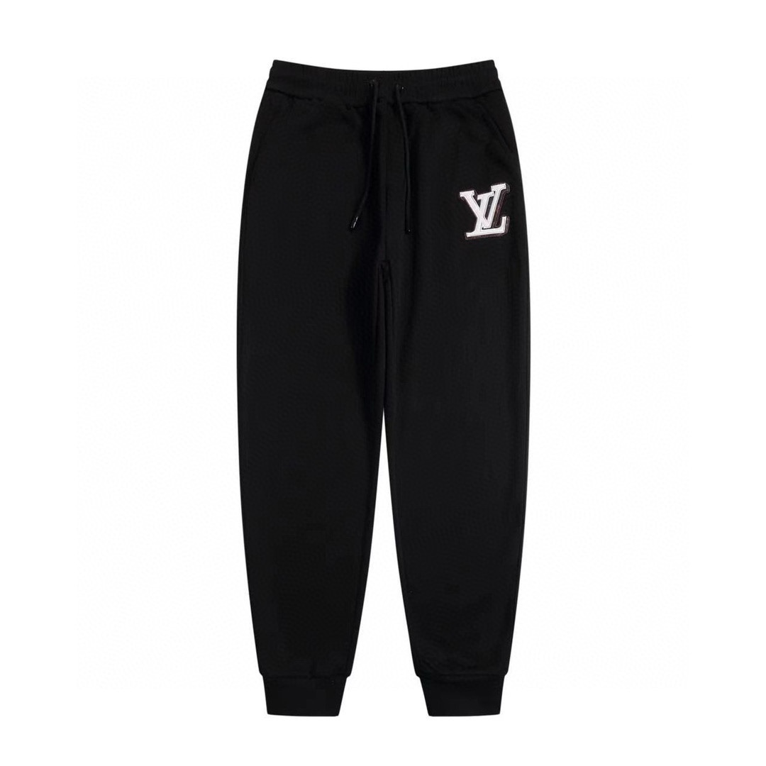 Louis Vuitton Clothing Pants & Trousers Black Embroidery Unisex Winter Collection Casual