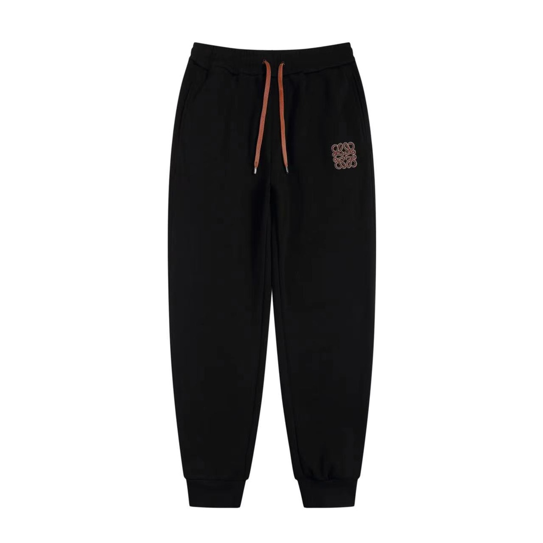 Loewe Clothing Pants & Trousers Black Orange Embroidery Unisex Cotton Winter Collection Casual