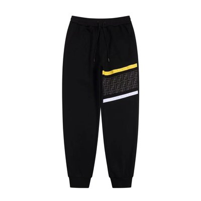 Fendi Clothing Pants & Trousers Black Embroidery Unisex Winter Collection Casual