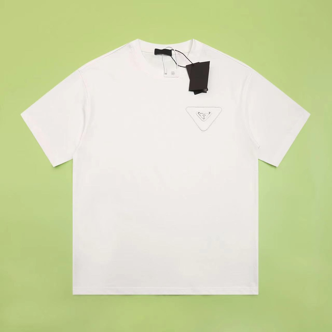 Prada Vêtements T-Shirt Réplique de créateurs marque
 Noir Blanc Broderie fleurs Unisexe Coton Manches courtes