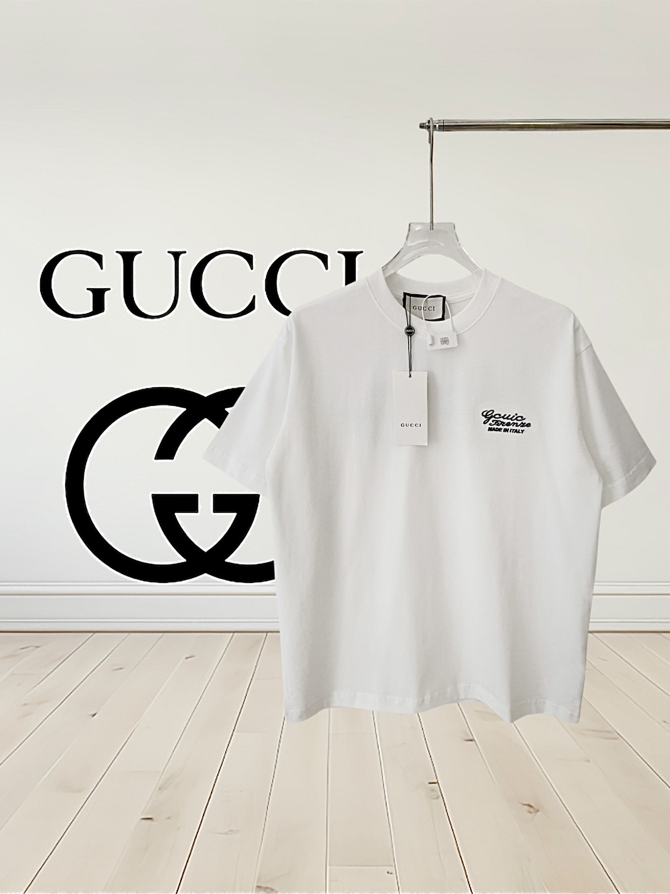[Versión alta] Gucci*Gucci Camiseta de manga corta con firma en goma gruesa ✍️ *Personalizado de 280 gramos de algodón …
